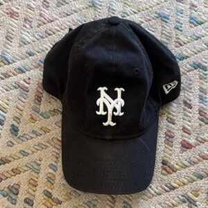 New York Mets Black Dad Hat with White Logo